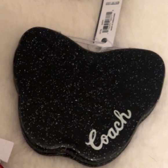 Coach Sparkle Compact Mirror Black Butterfly - Picture 2 of 5